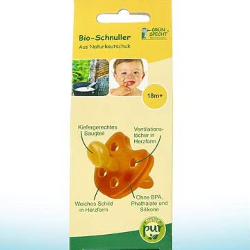 Grünspecht Natur - Grünspecht Bio-Schnuller, Naturkautschuk, 18 m+ Grünspecht Natur - Grünspecht Bio-Schnuller, Naturkautschuk, 18 m+