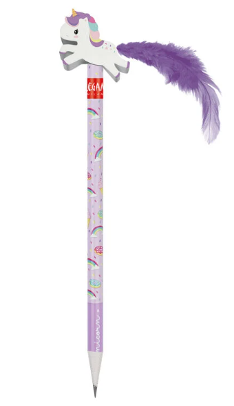 HB-Bleistift mit Radiergummi Unicorn Einhorn mit Federschweif Stifte