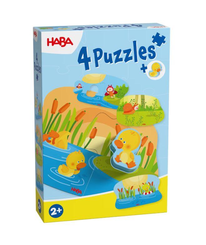 Haba - 4 Erste Puzzle: Tierkinder mit Holzfigur