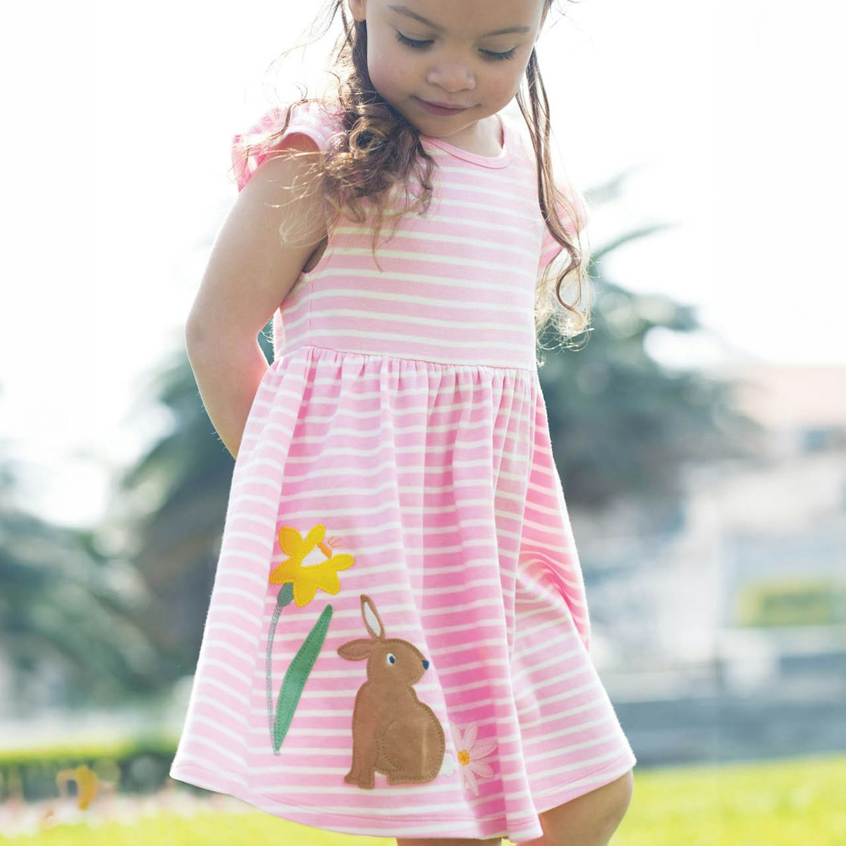 Häschen Mädchen Sommerkleid rosa Streifen 92/98