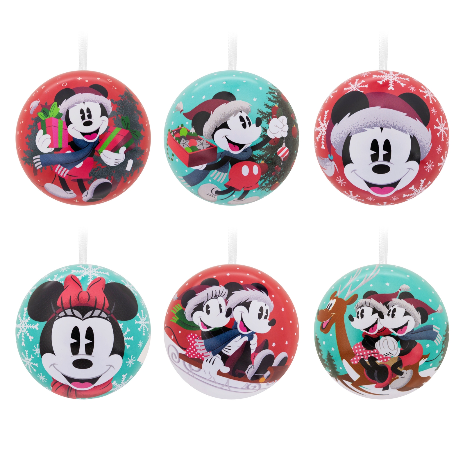 Hallmark Disney Mickey & Minnie Mouse Tin Ball Christmas Ornaments, Pack of 12 Hallmark Disney Mickey & Minnie Mouse Tin Ball Christmas Ornaments, Pack of 12