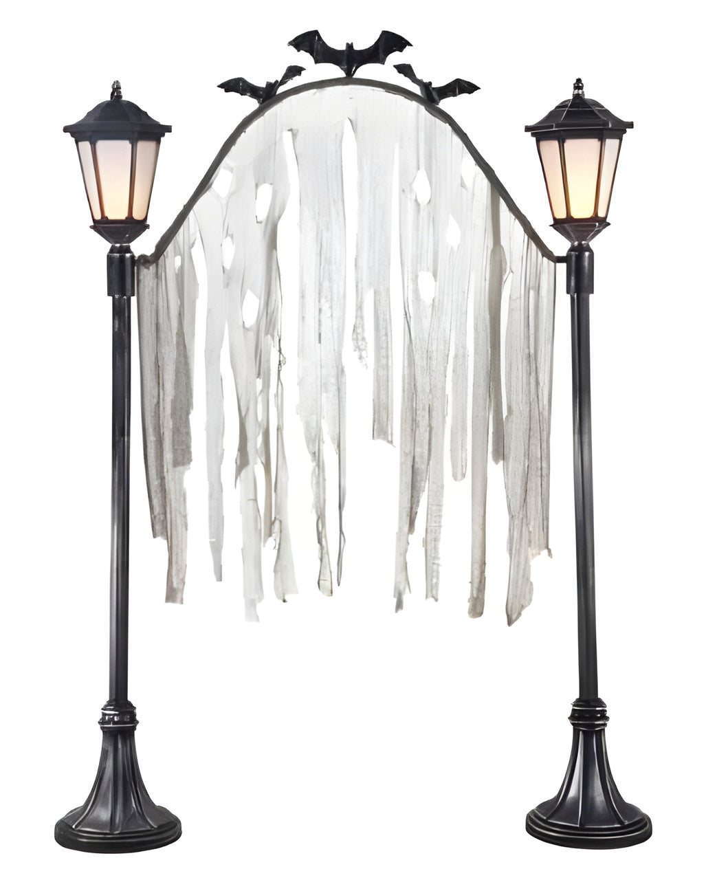 Halloween Friedhofs Torbogen mit 2 Flackerlicht Laternen 233cm