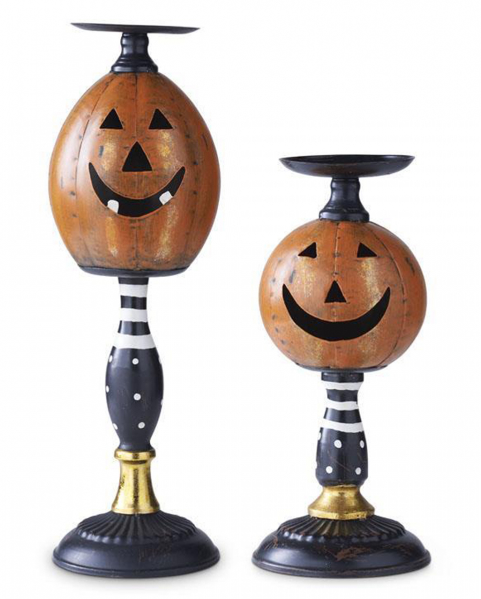 Halloween Kürbis Kerzenhalter 2er Set