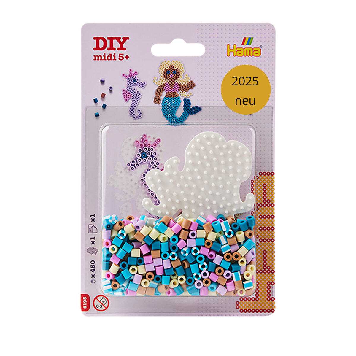 Hama - Bügelperlen Midi Set Meerjungfrau 450 Stk mit Stiftplatte