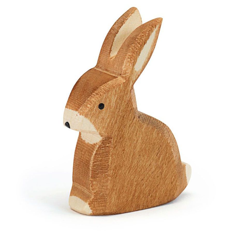 Hase sitzend Holzfigur 6,5 cm