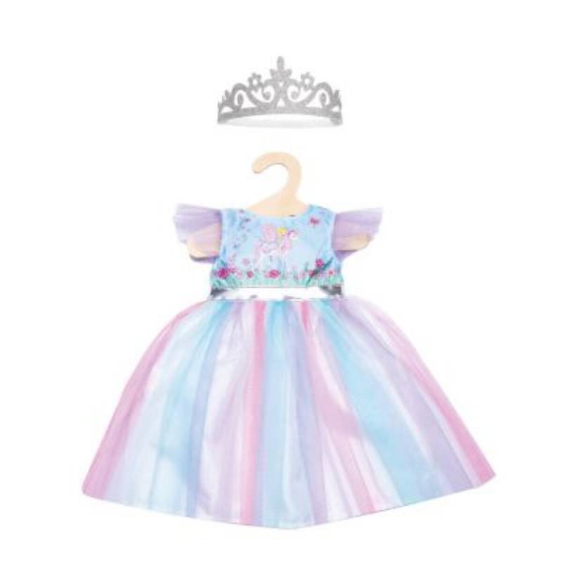 Heless - Heless Puppenkleid „Fee und Einhorn“ mit silberner Krone – für Puppen 35–45 cm