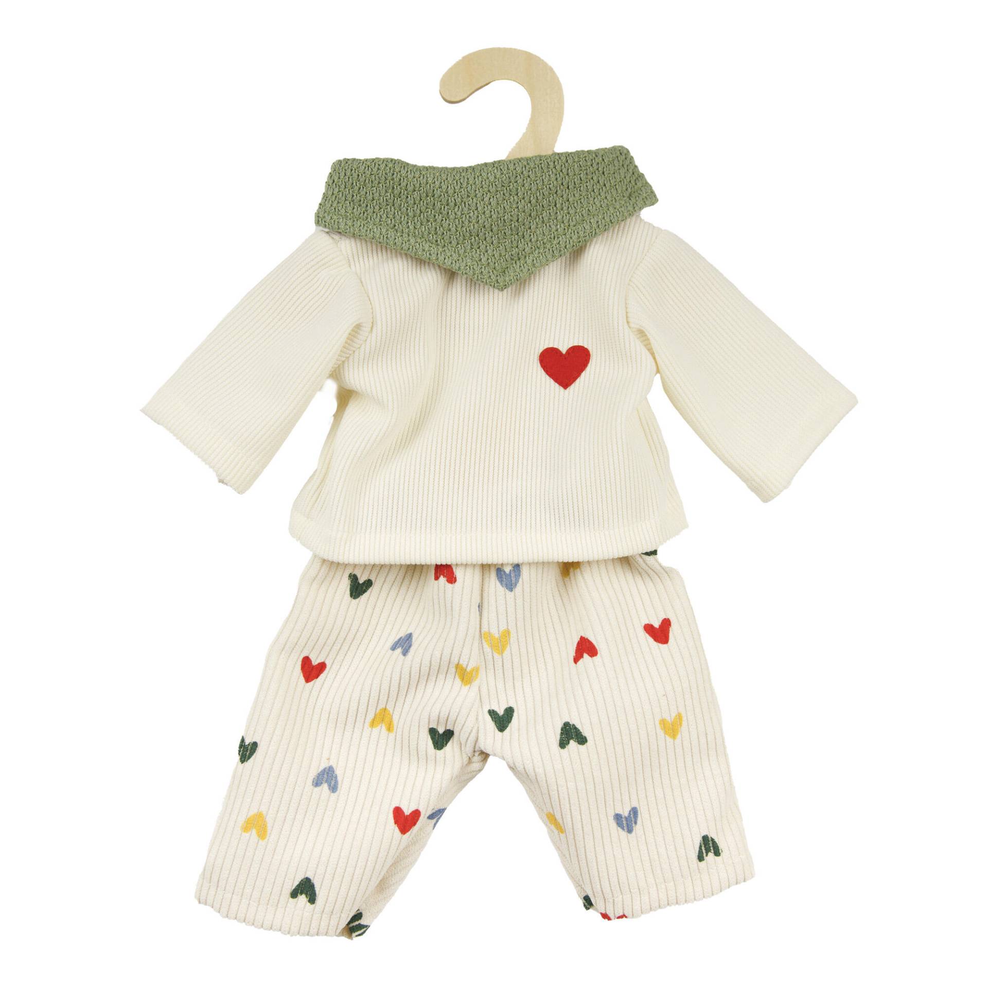 Heless - Puppen-Kordhose Herz-Konfetti mit T-Shirt und Nickituch, Gr. 28-35 cm