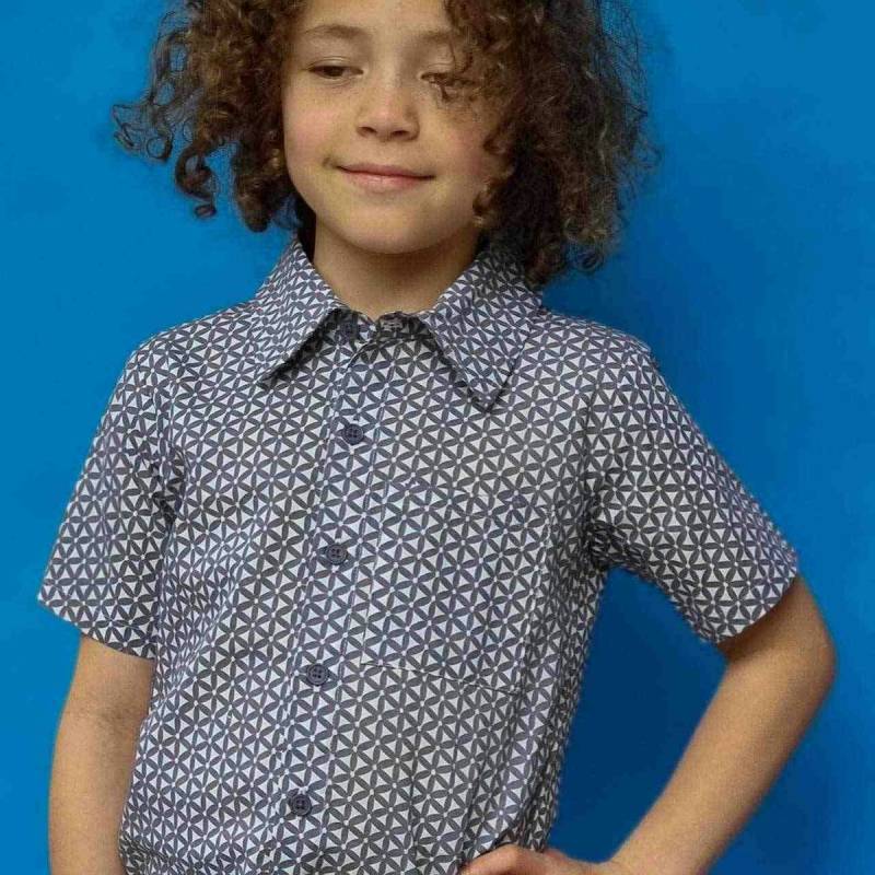 Hemd Block-Print kurzarm Shirt Webstoff 104