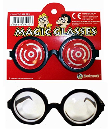 Henbrandt Schwarz Brille, Runde Brille für Erwachsene mit Vergrößerungslinsen für Nerd Geek Joke Carnival Kostümbrille Unisex Kostümzubehör, Nerd Mottoparty Verkleidung
