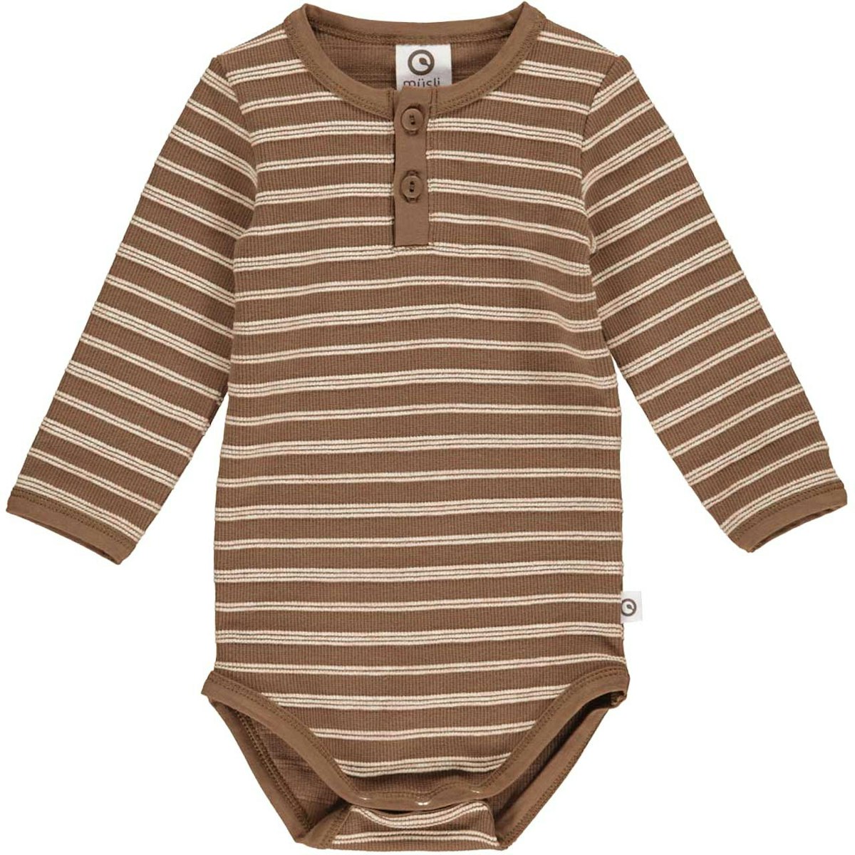 Henley Langarmbody Streifen braun 56