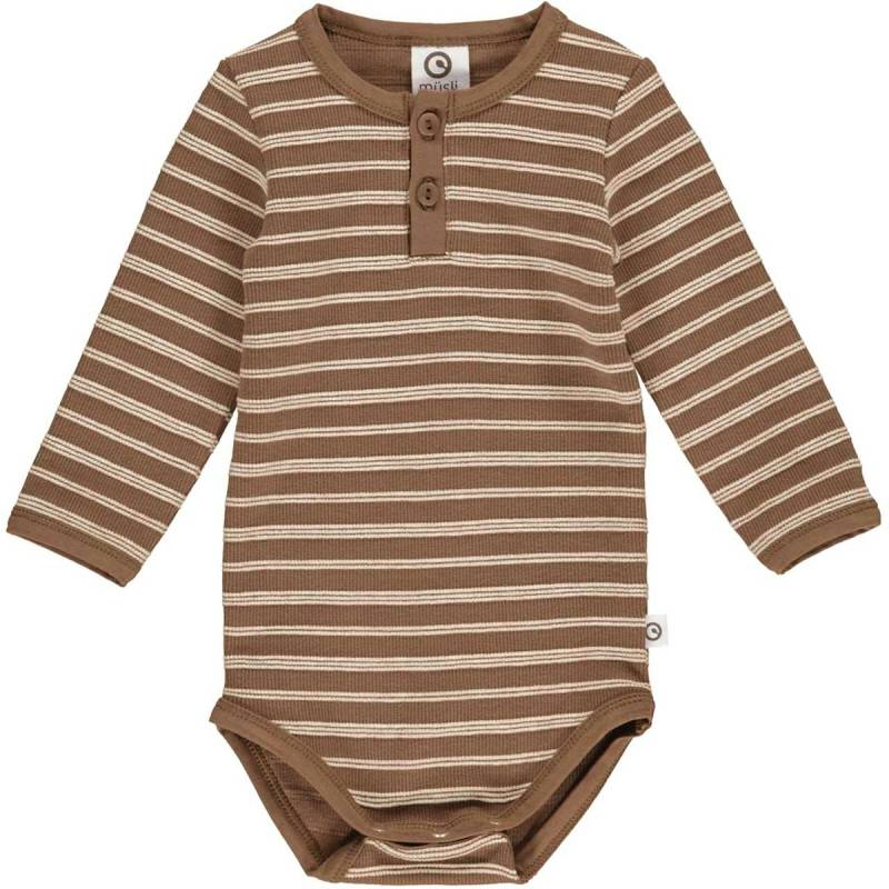 Henley Langarmbody Streifen braun 56