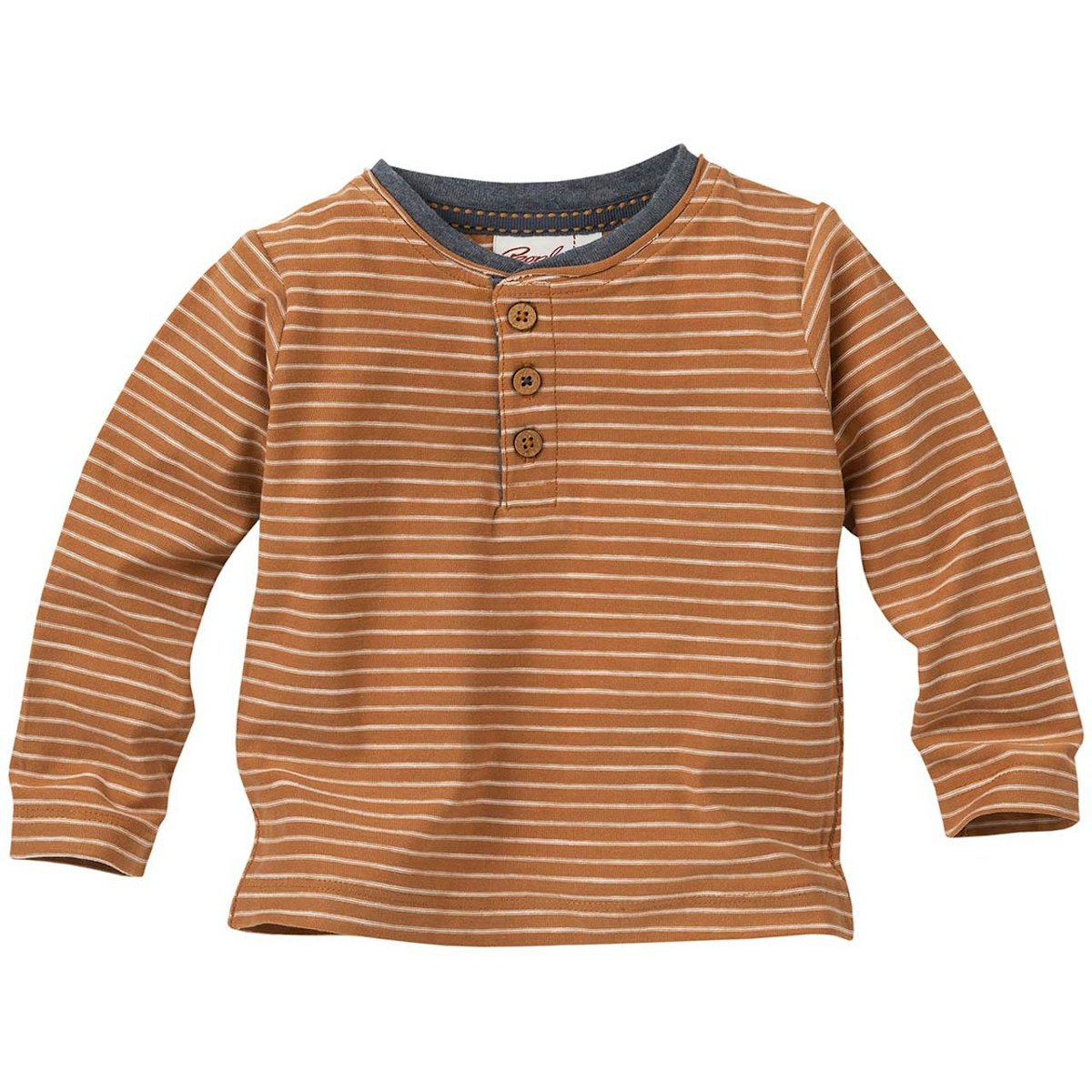Henley Langarmshirt Ringel zimtbraun 86/92