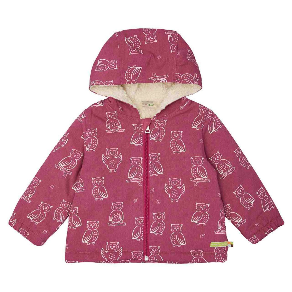 Herbstjacke Plüsch gefüttert Eulen altrosa 74/80