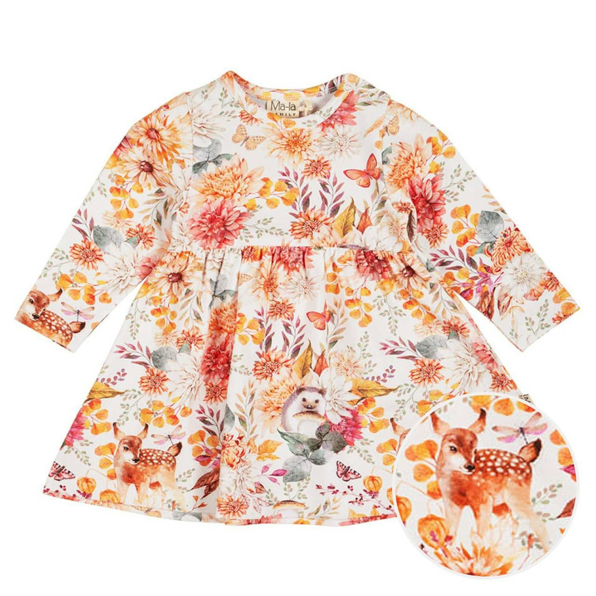 Herbstliches Kleid langarm weiß 80