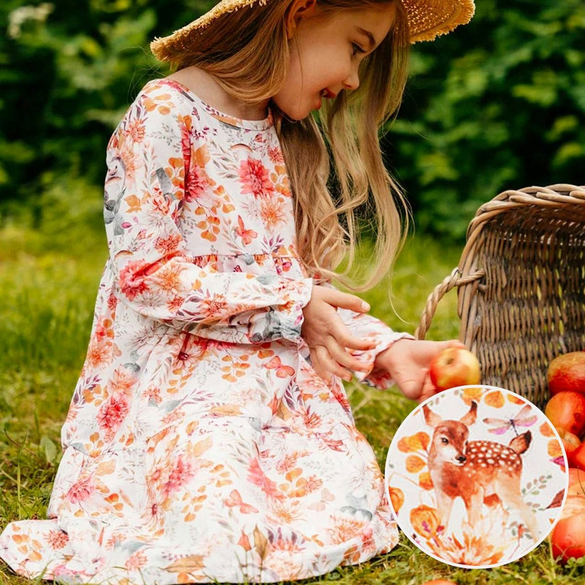 Herbstliches Stufenkleid langarm weiß 122