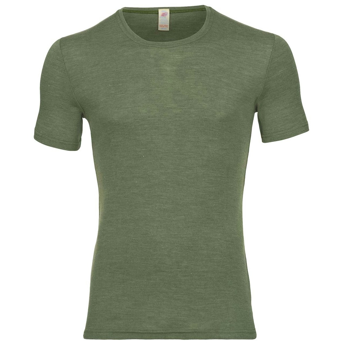 Herren Wolle Seide kurzarm Shirt oliv-grün 50/52