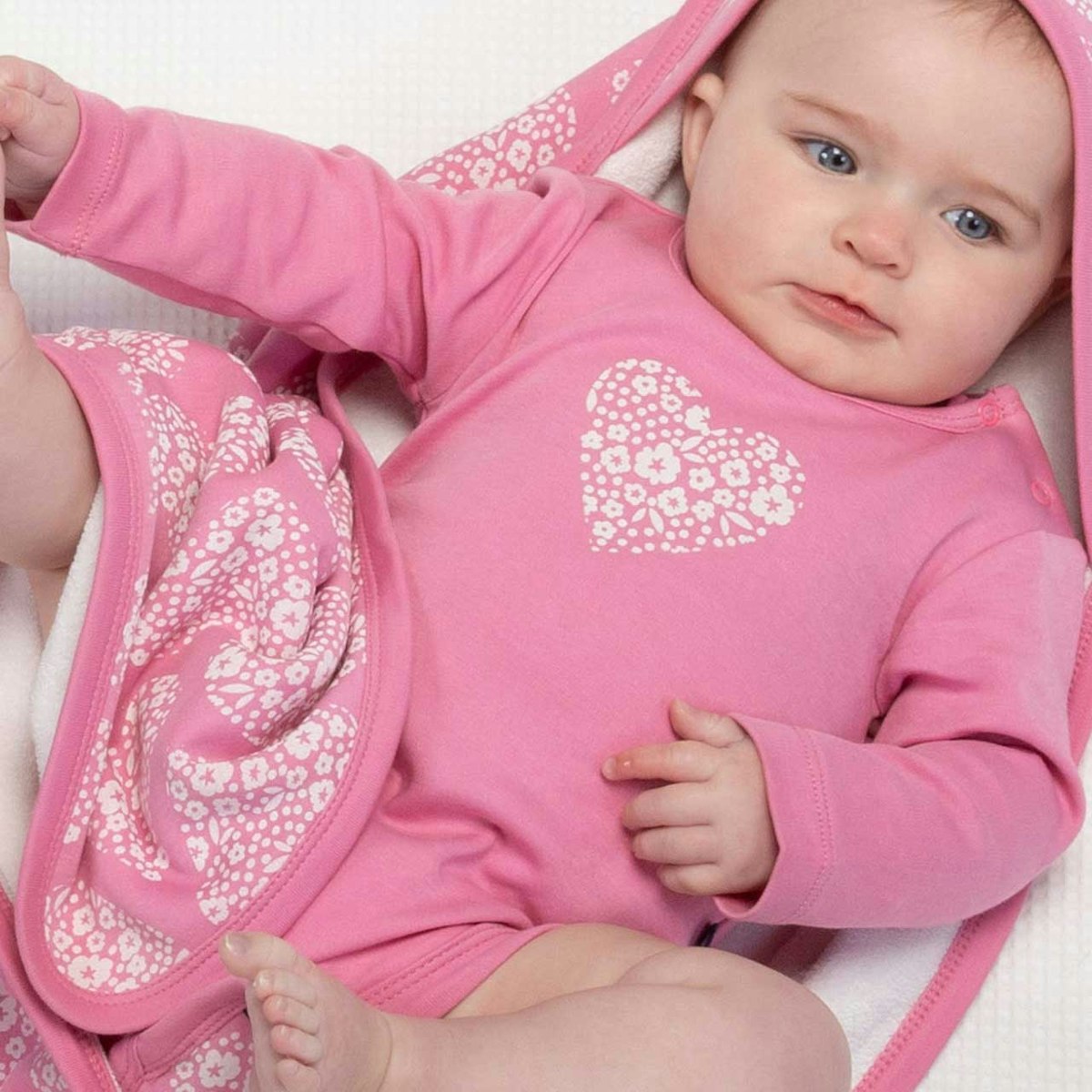 Herz Babybody langarm rosa 50/56