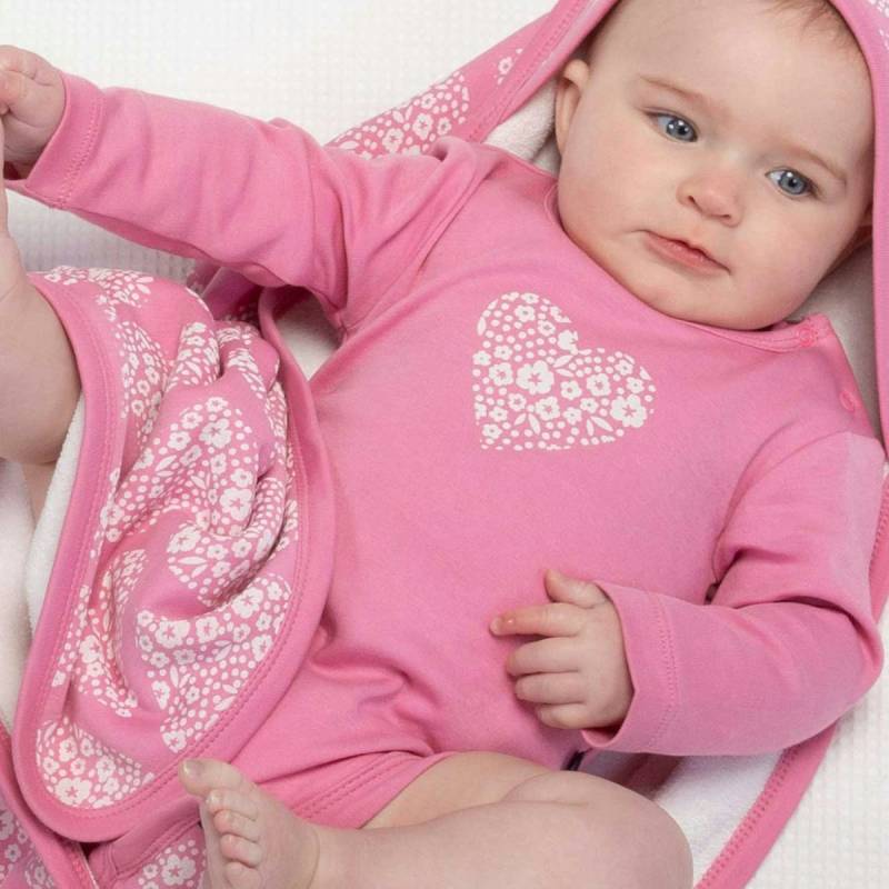 Herz Babybody langarm rosa 50/56