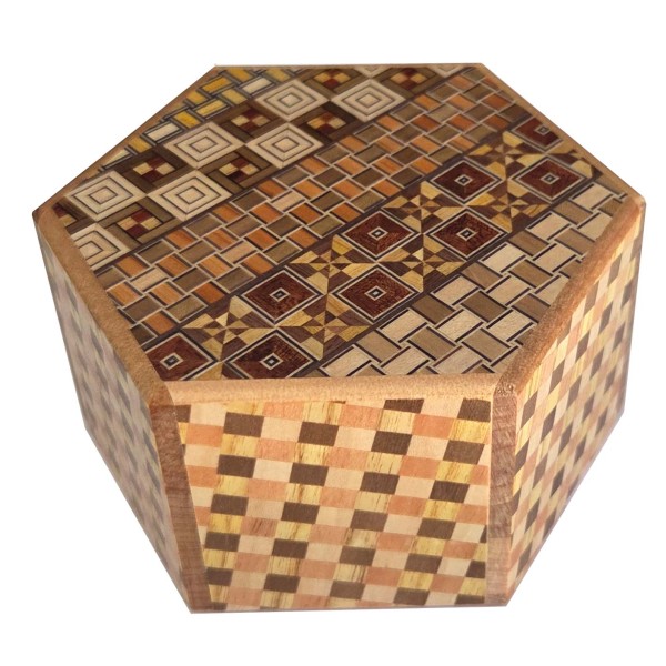 Himitsu Bako Hexagon 6 Steps Yosegi / Ichimatsu