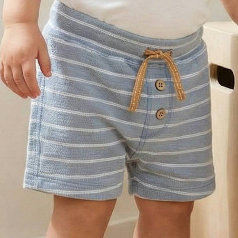 Hochwertige Bermuda Sweat Shorts blau gestreift 98