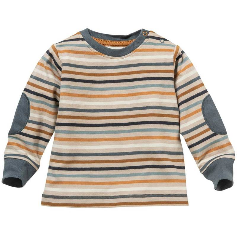Hochwertiges Langarmshirt Patches blau-karamell 50/56
