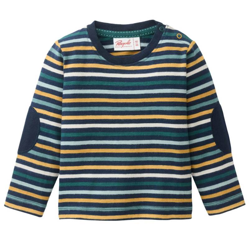 Hochwertiges Langarmshirt Ringel Blautöne 74/80
