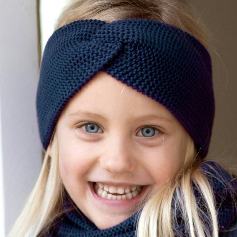 Hochwertiges Strickstirnband dunkelkobalt 50/52