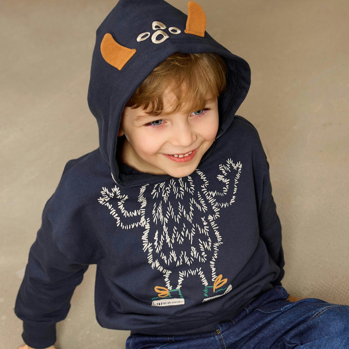 Hoodie Monster dunkelblau 116