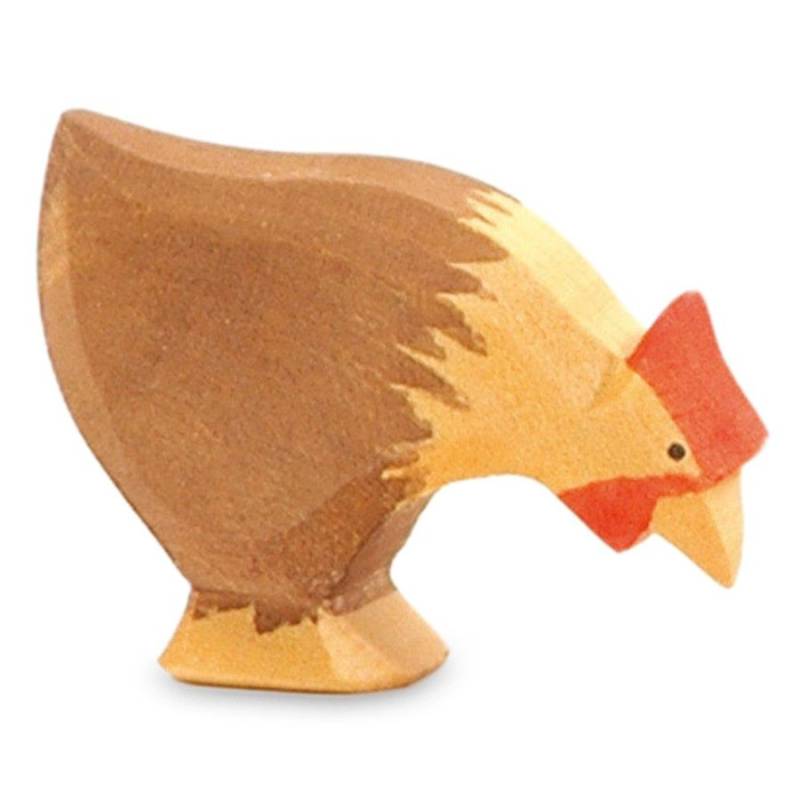 Huhn braun pickend Holzfigur 4 cm hoch Huhn braun pickend Holzfigur 4 cm hoch