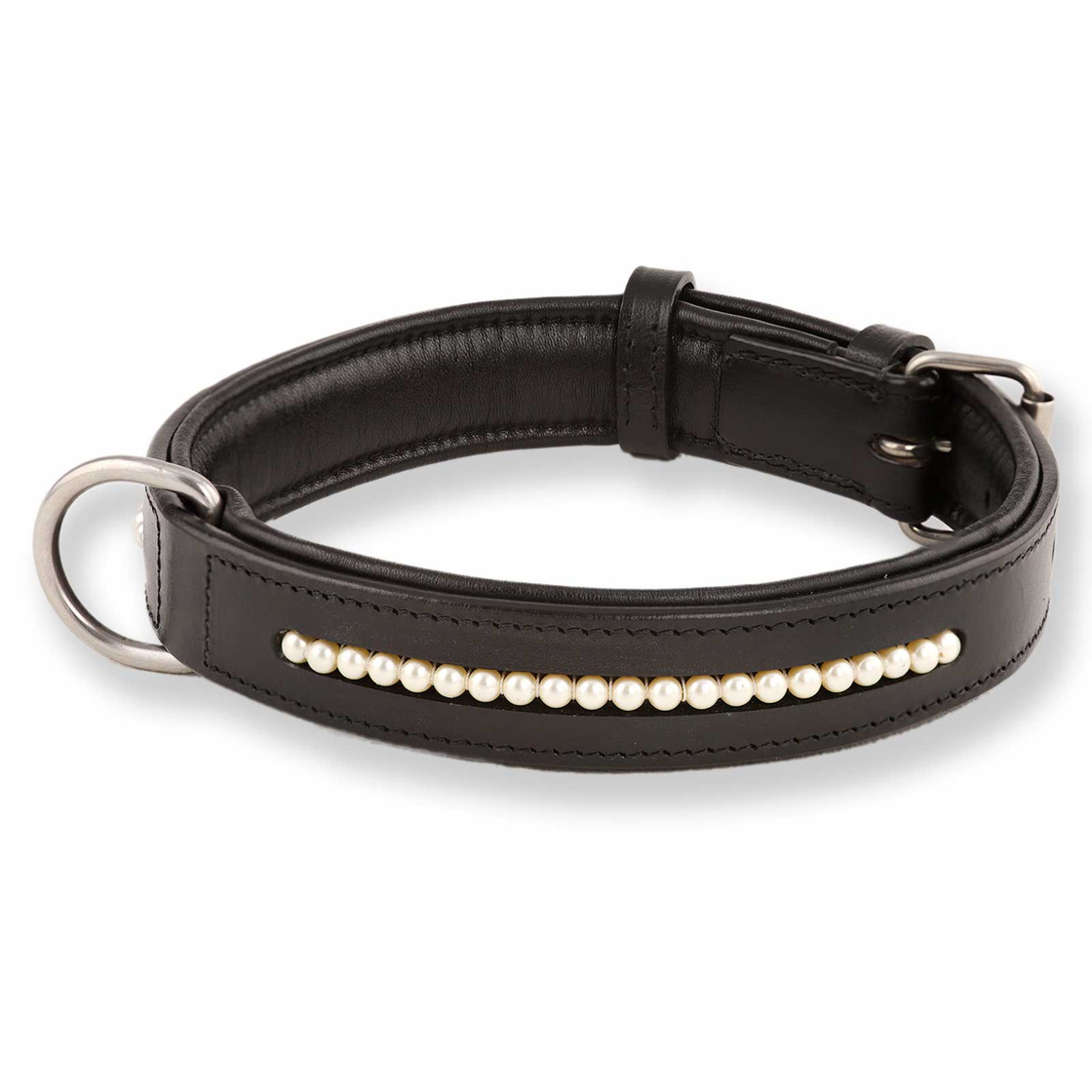 Hundehalsband aus Leder besetzt mit echten Swarovski-Perlen Hundehalsband aus Leder besetzt mit echten Swarovski-Perlen