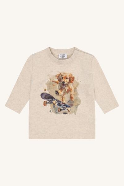 Hust & Claire - Langarmshirt Anton Skater dog wheat melange 110 Hust & Claire - Langarmshirt Anton Skater dog wheat melange 110