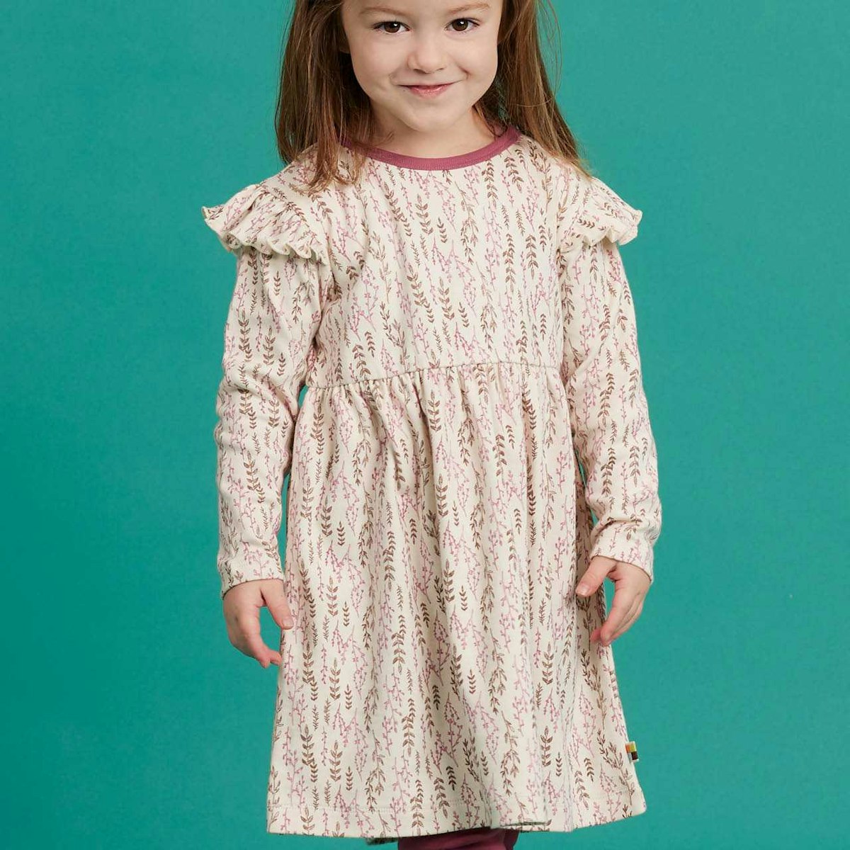 Interlock Langarmkleid creme gemustert 98/104