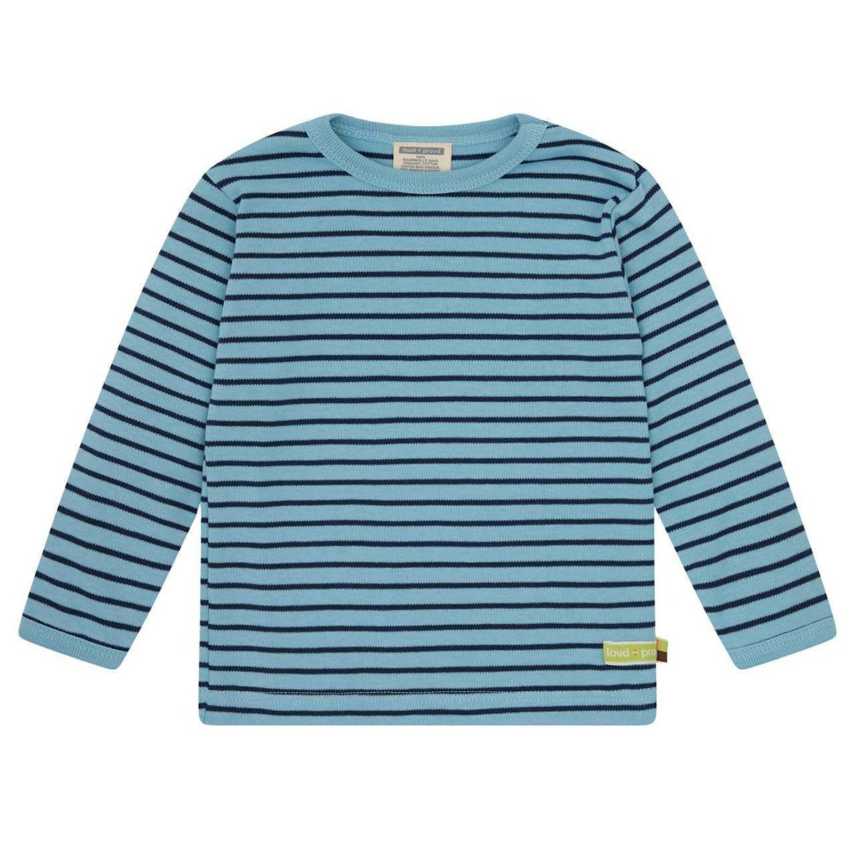 Interlock Langarmshirt hellblau gestreift 86/92