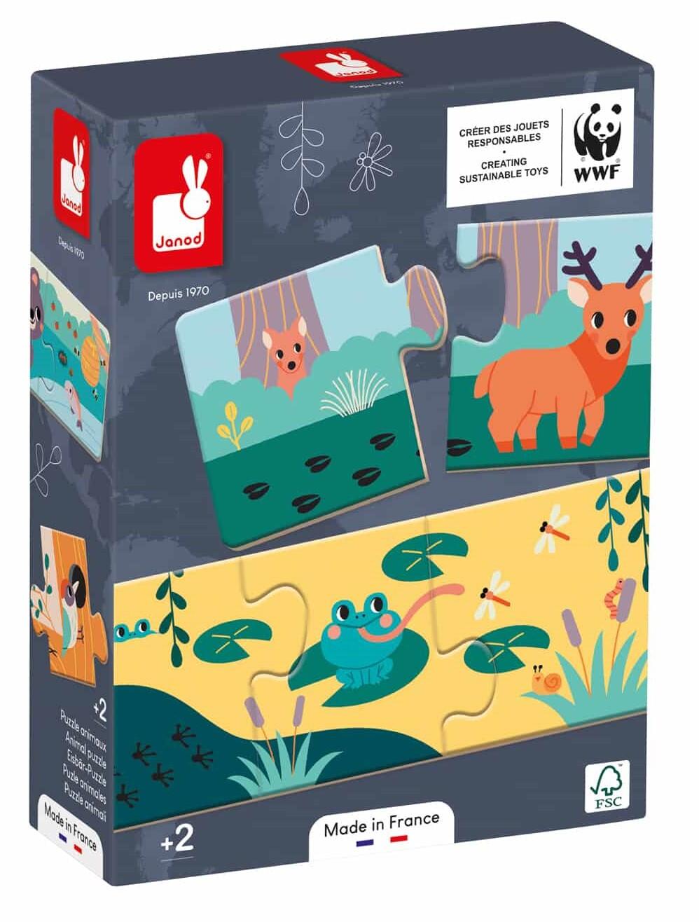Janod - Puzzle Tierspuren / 10 in 1 / 30 Teile