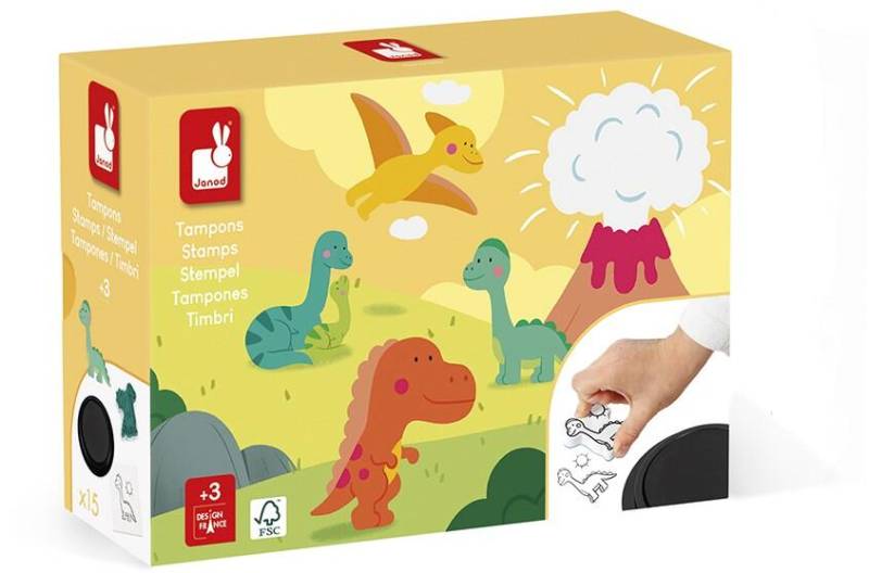 Janod - Stempel Dino / 15 Stück plus Kissen