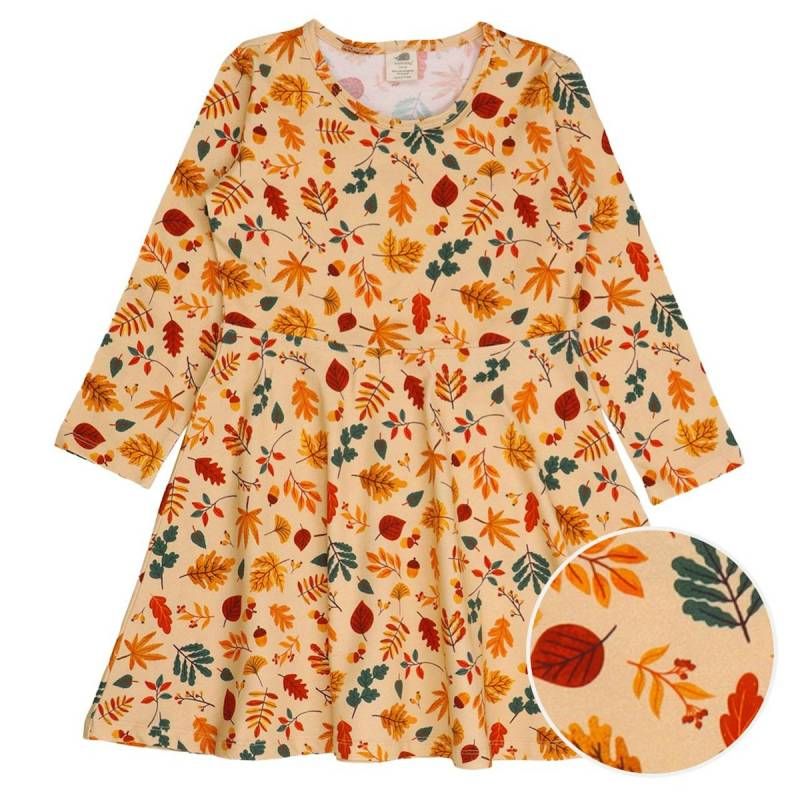 Jersey Kleid Herbstblätter beige 146