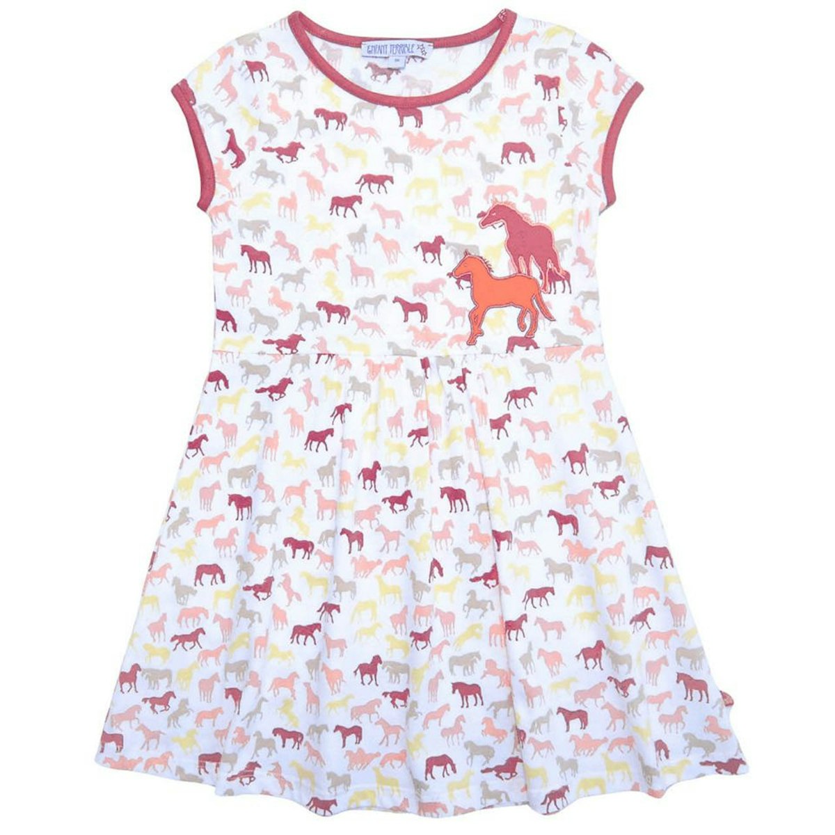 Jersey Kleid kurzarm Pferde rosa 128