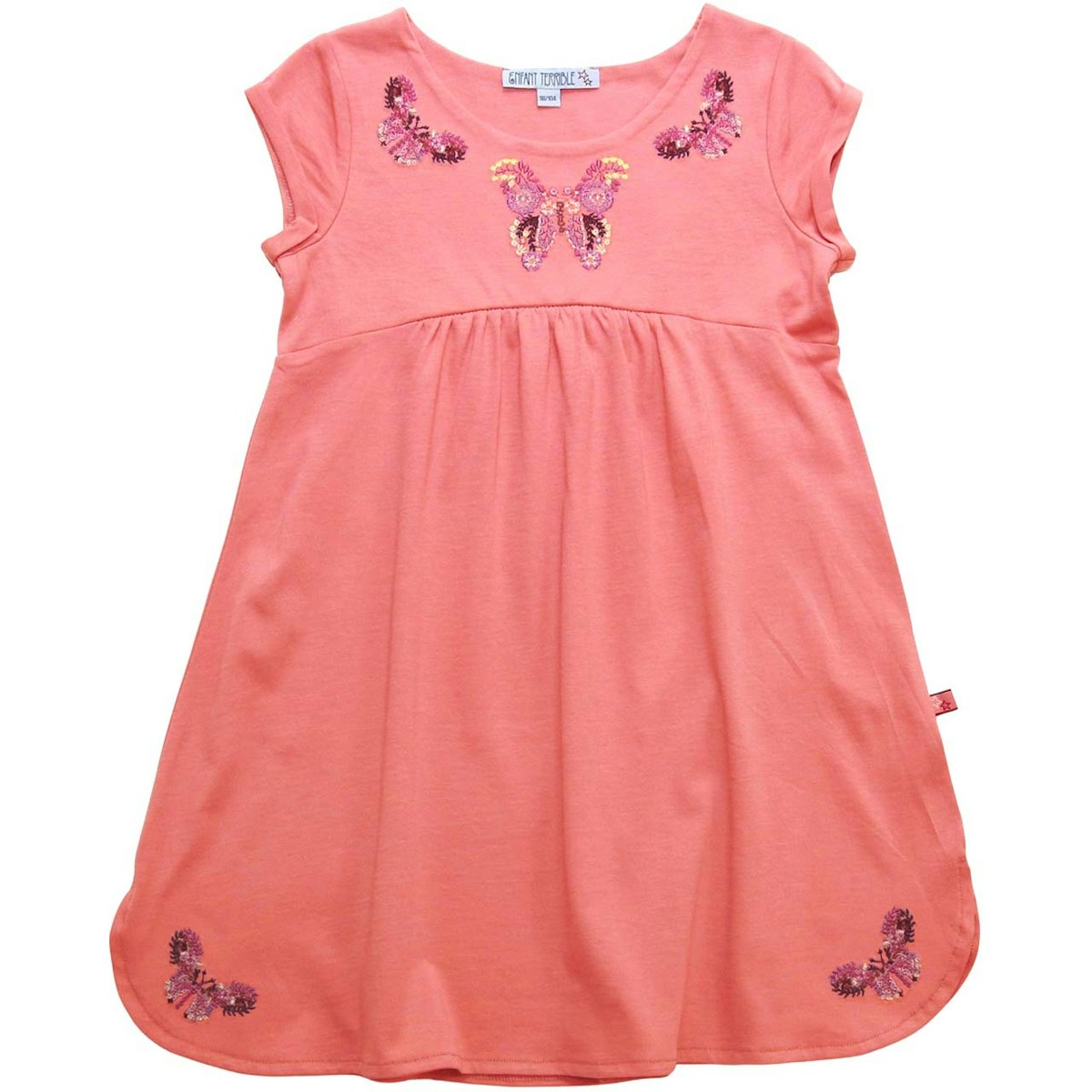 Jersey Kleid kurzarm Stickerei rosa 158/164