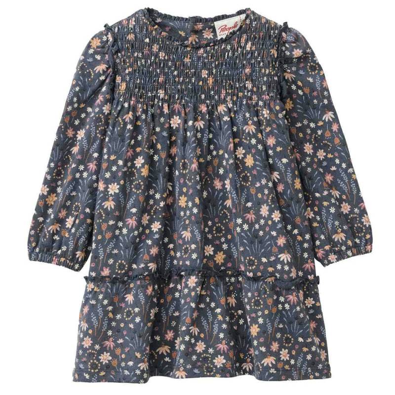 Jersey Langarmkleid blau mit Blumen 104