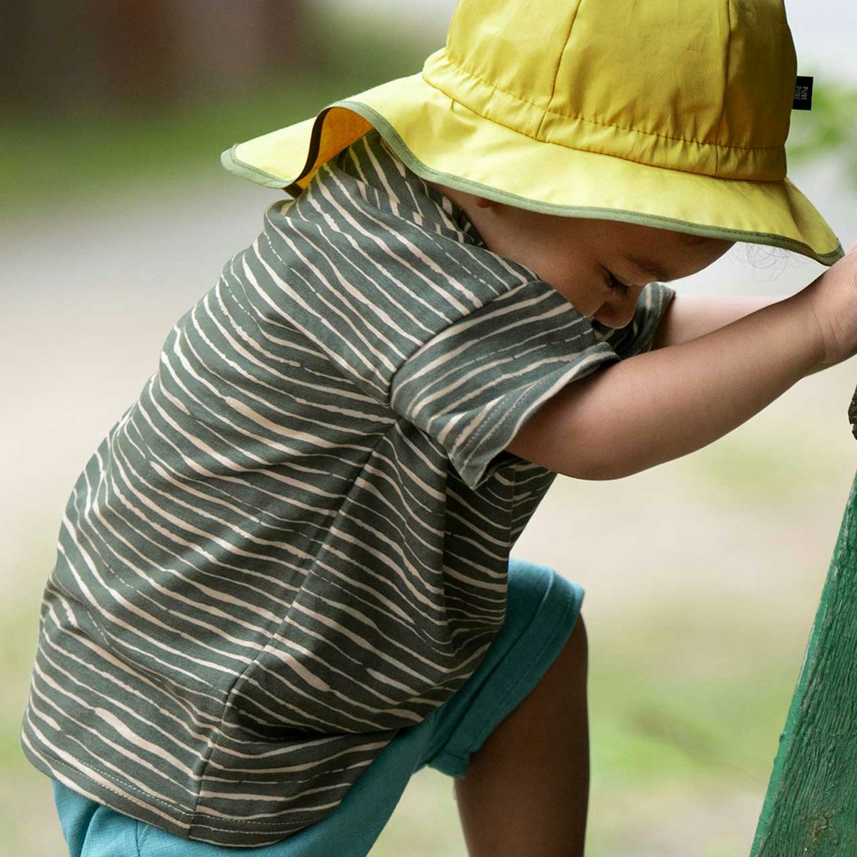 Jersey Shirt Kinder kurzarm Streifen dunkelgrün 110/116