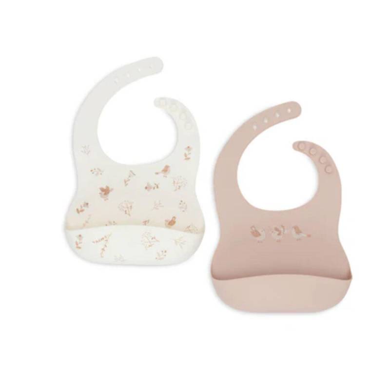 Jollein - Silikon Lätzchen 2 stk Vogel Lovely Birds