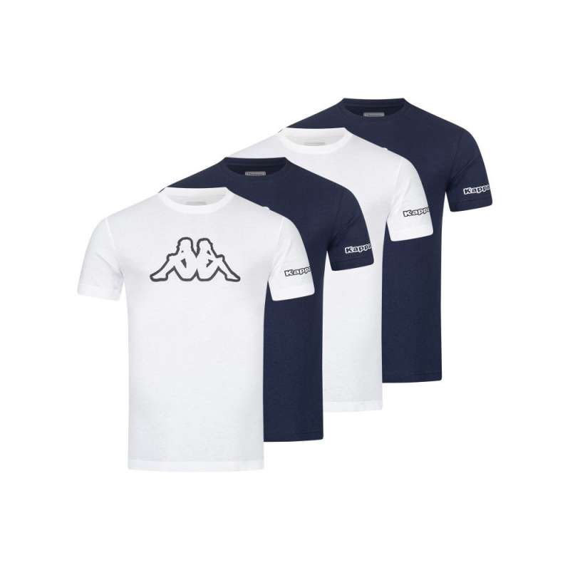 KAPPA Männer T-Shirt Logo, Sets 4er Set, GršÃŸe XXL, Farbe Mix Set Brilliant White Dress Blue KAPPA Männer T-Shirt Logo, Sets 4er Set, GršÃŸe XXL, Farbe Mix Set Brilliant White Dress Blue