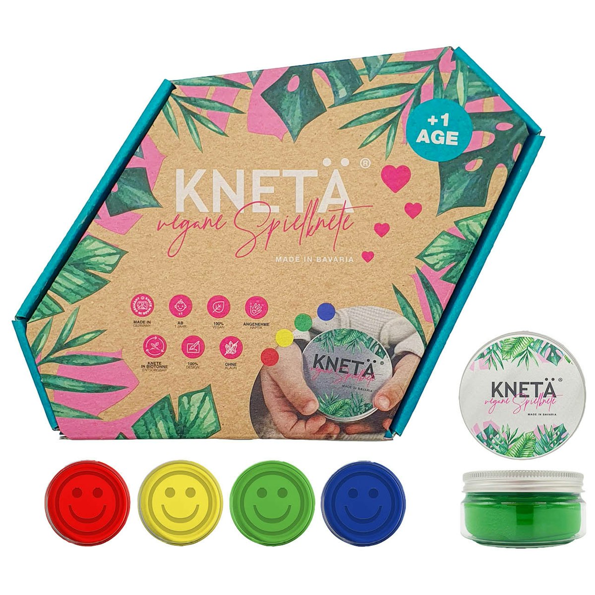 KNETÄ® 4er-Set Knete ab 1 Jahr, 125g Dosen