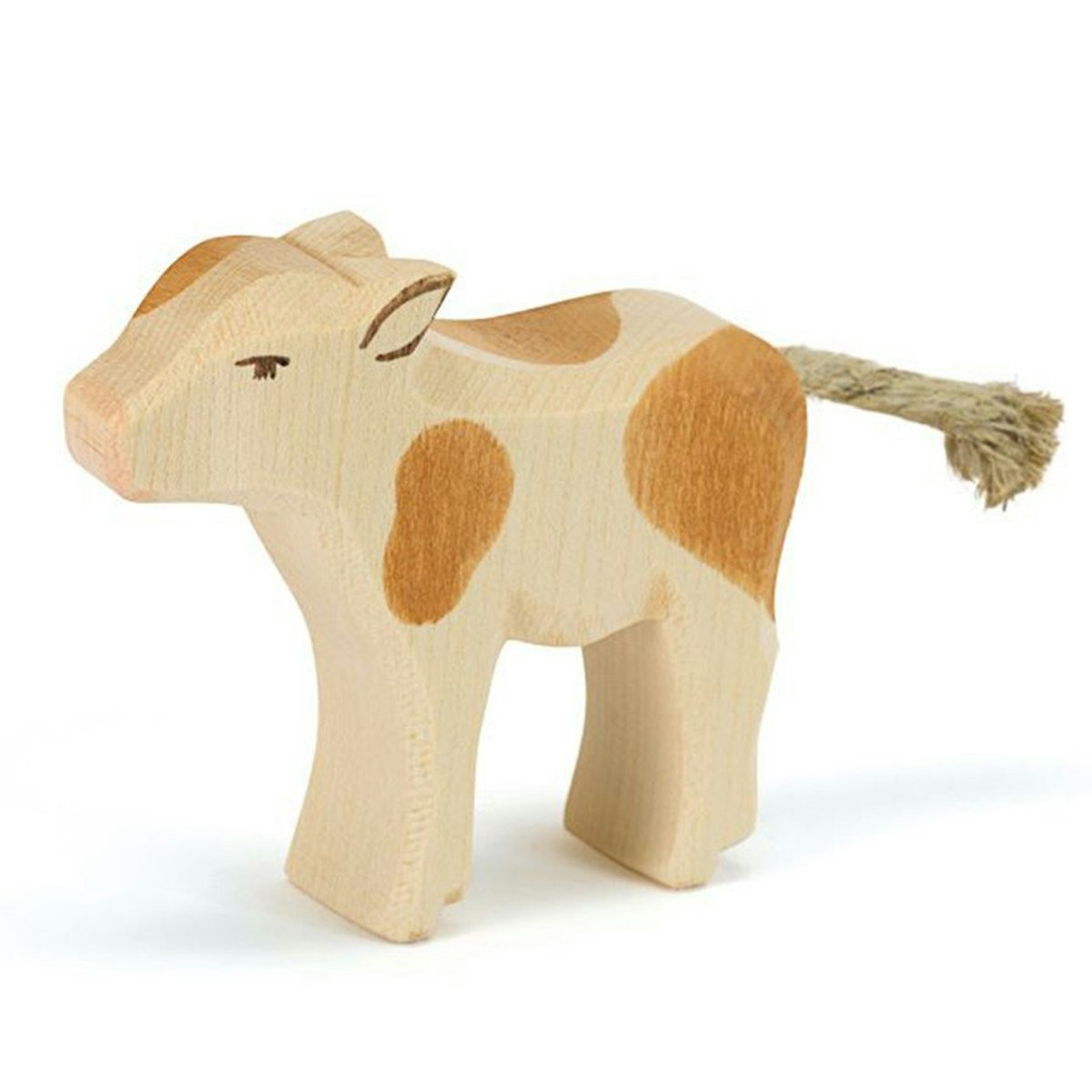 Kalb braun gefleckt Holzfigur stehend 7 cm hoch