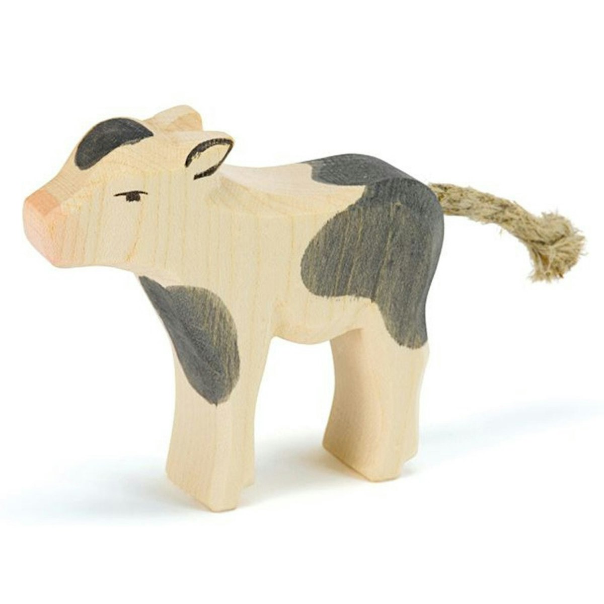 Kalb schwarz Holzfigur stehend 7cm hoch