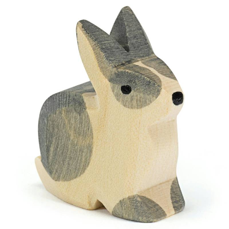 Kaninchen sitzend Holzfigur 4 cm