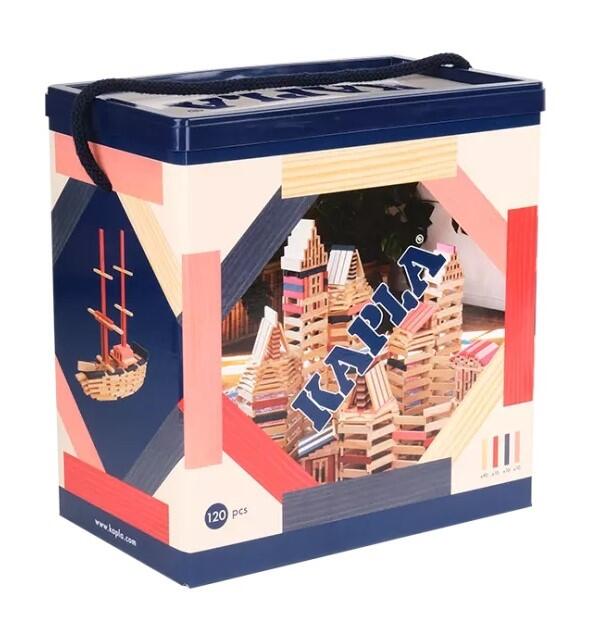 Kapla - Kapla Box / 120 Teile Box / rosa,Rot & Dunkelblau