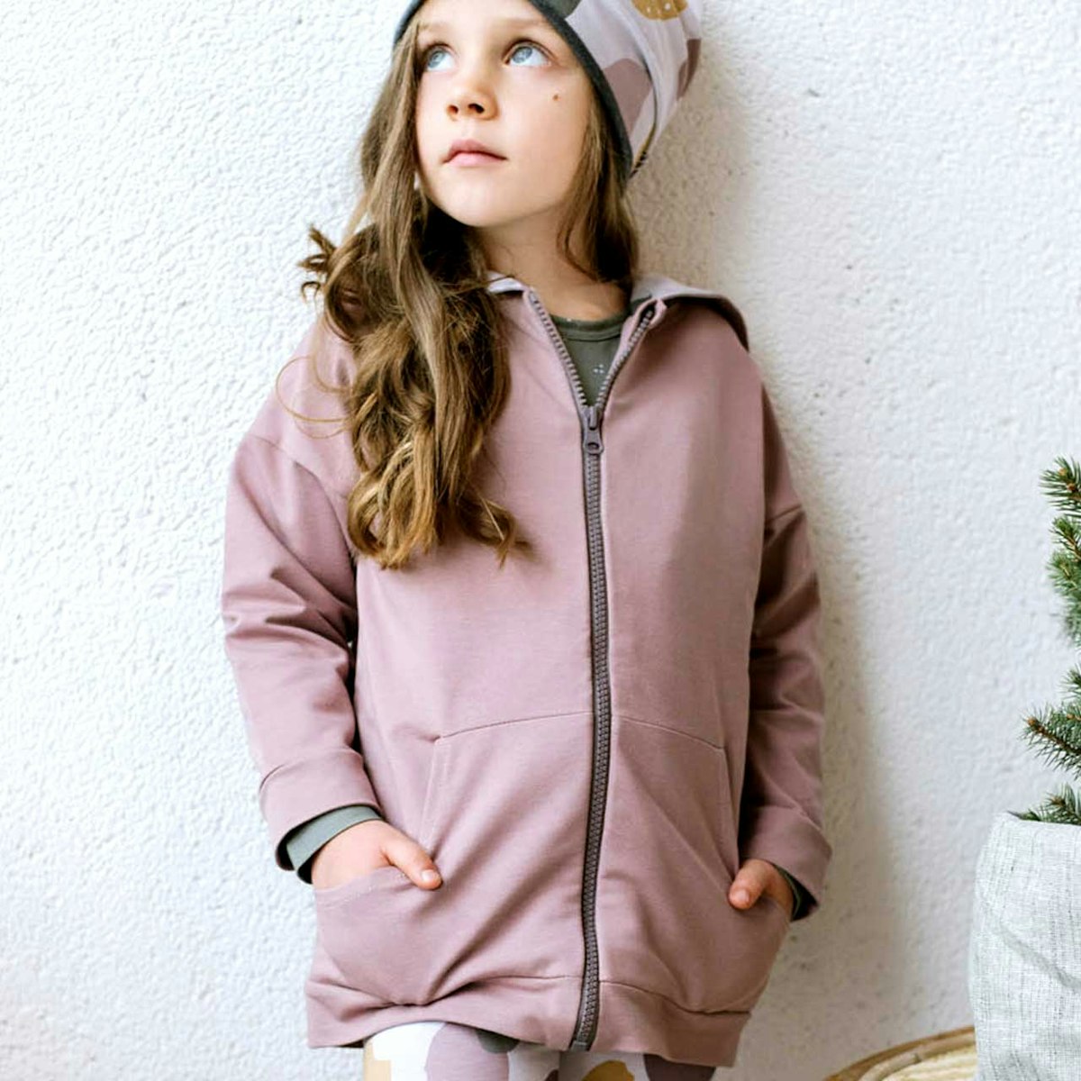 Kapuzen Jacke mit Zipper in rosa 74/80