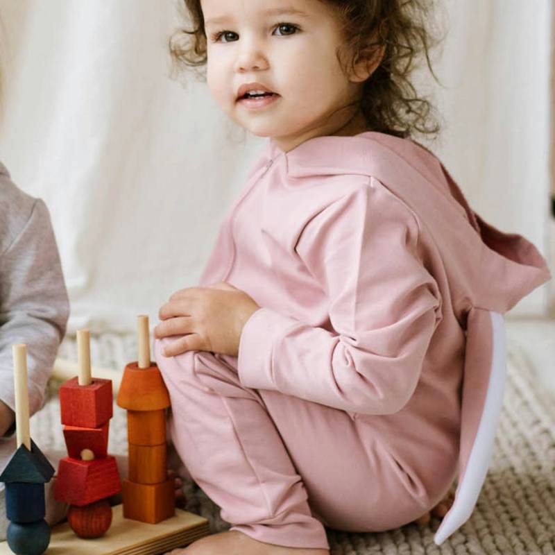 Kapuzen Overall Häschen in rosa 74/80
