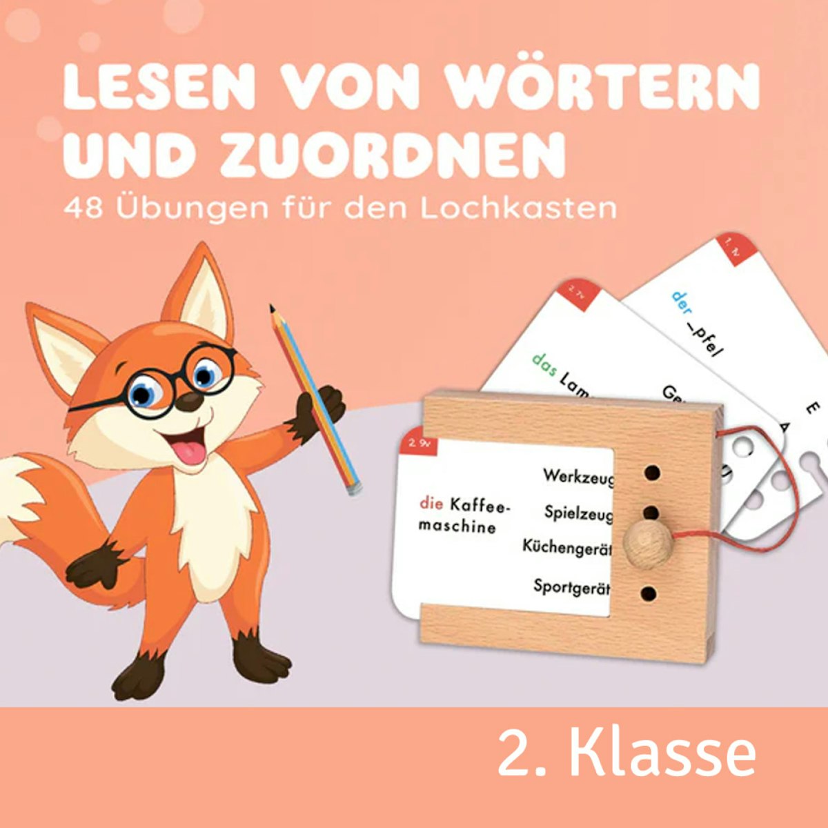 Kartensatz Lesen von Wörtern und Zuordnen (ohne Lochkasten)